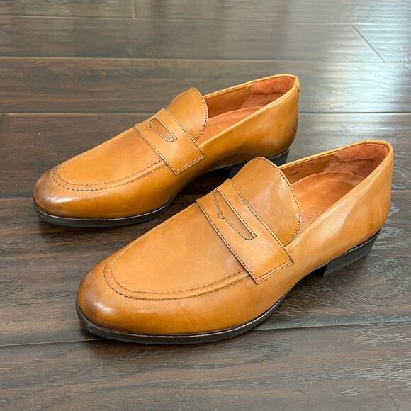 Wolf & Shepherd Mens leather penny loafers size 8 made in Portugal 🇵🇹 - Picture 2 of 7